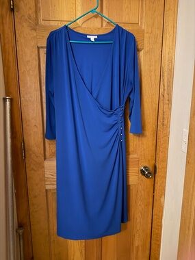 Charter Club Royal Blue Faux-Wrap Midi Dress